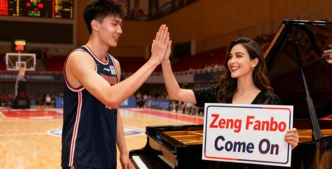 国际钢琴家吉娜为男篮新星曾凡博加油文体跨界互动展现暖心鼓励(图2)